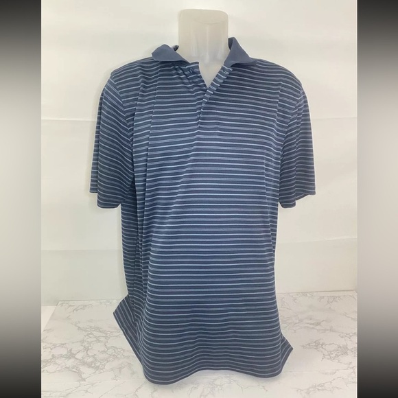 croft & barrow Other - Croft & Barrow Polo Shirt Mens L Blue Striped Performance Short Sleeve M​​